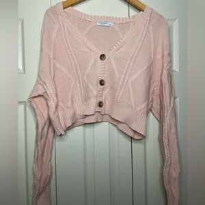 Arizona Jean Company Cropped Cardigan Sweater - Pink - Small